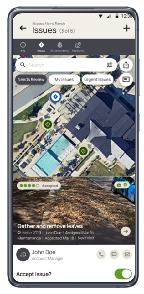 A screenshot of the operate app showing the status updated to accepted.