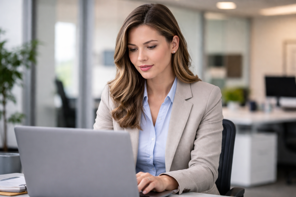 A property on her laptopn